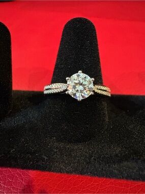 Sterling Silver Moissanite Engagement Ring Size 9 1ct